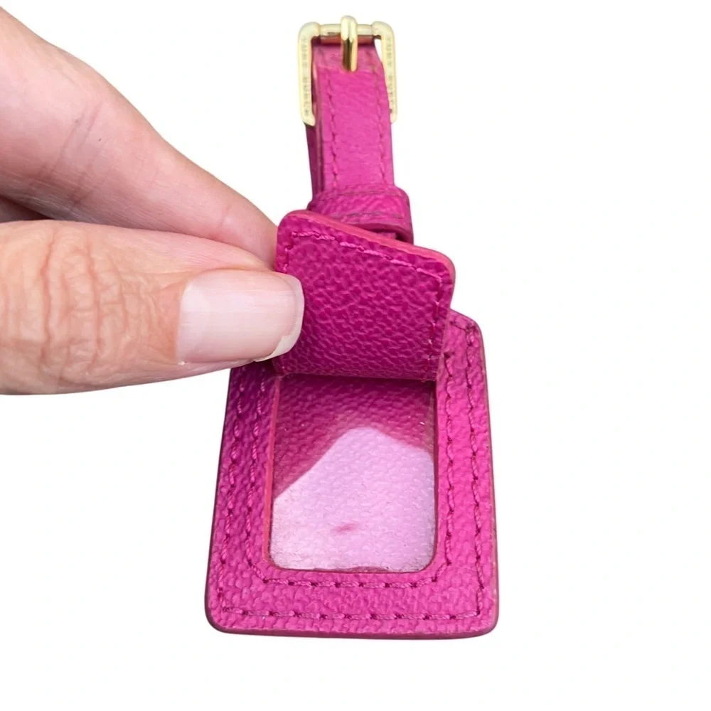 Tory Burch Pink Leather Luggage Tag
